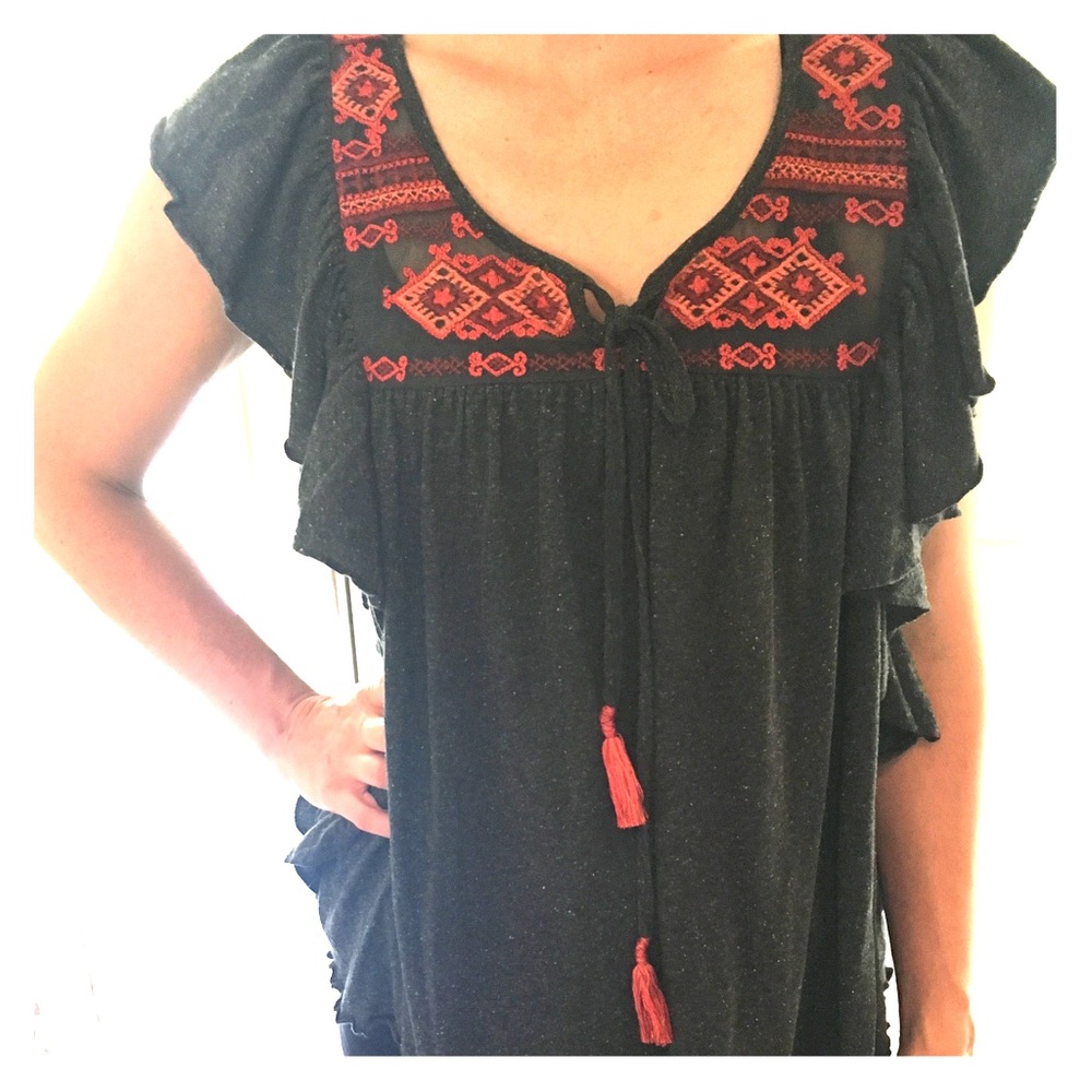 Free People embroidered blouse Size M